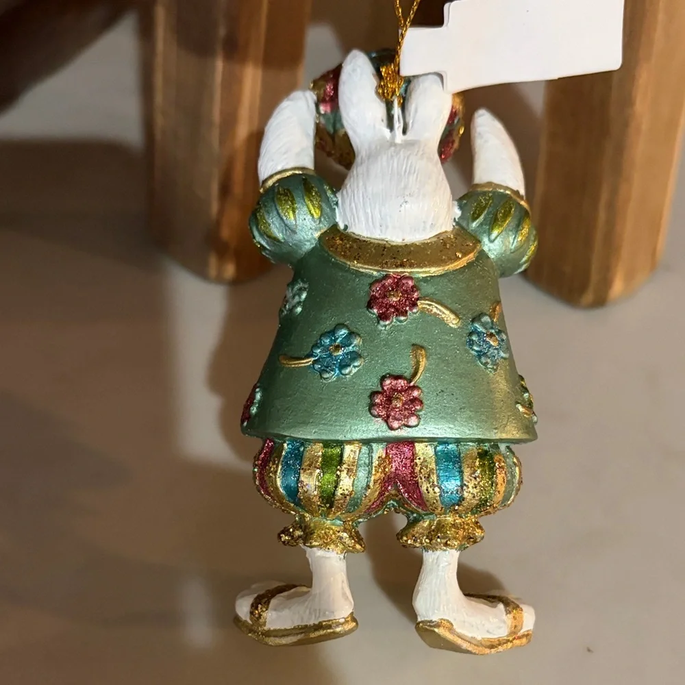 Set of 3 Hand-Painted Bunny Ornaments/NWT